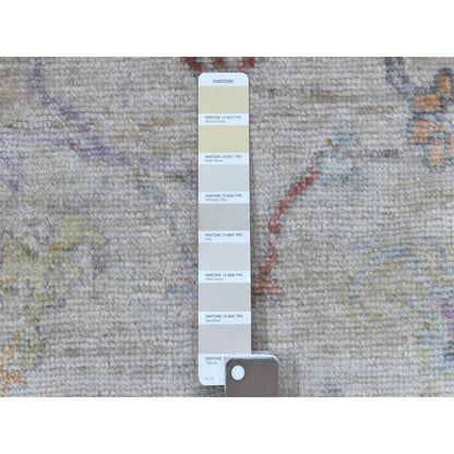 Oushak And Peshawar Wool Hand Knotted Rug Grey Light Gray 2.10X16.0 -O067597