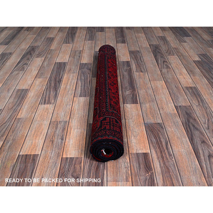 Tribal & Geometric Wool Hand Knotted Rug Red 3.5x5.2 -O0675