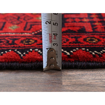 Tribal & Geometric Wool Hand Knotted Rug Red 3.5x5.2 -O0675