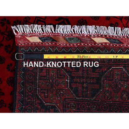 Tribal & Geometric Wool Hand Knotted Rug Red 3.5x5.2 -O0675