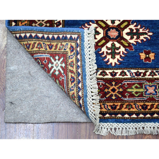 Kazak Wool Hand Knotted Rug Blue Red 2.6X8.8 -O067654