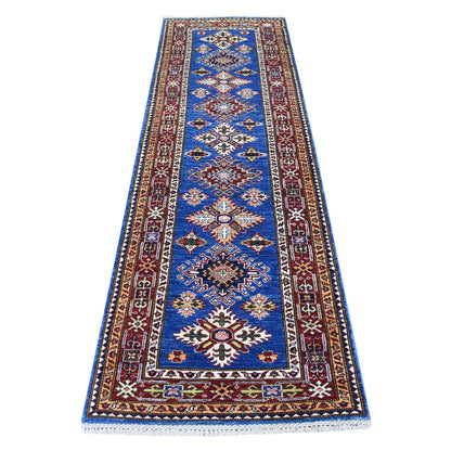 Kazak Wool Hand Knotted Rug Blue Red 2.7X8.7 -O067660