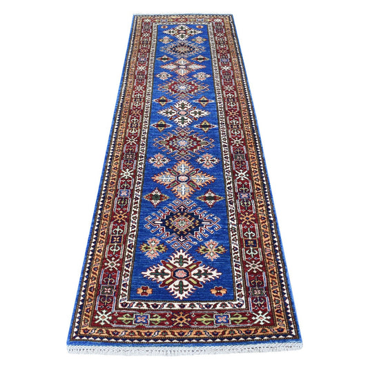Kazak Wool Hand Knotted Rug Blue Red 2.7X8.7 -O067660
