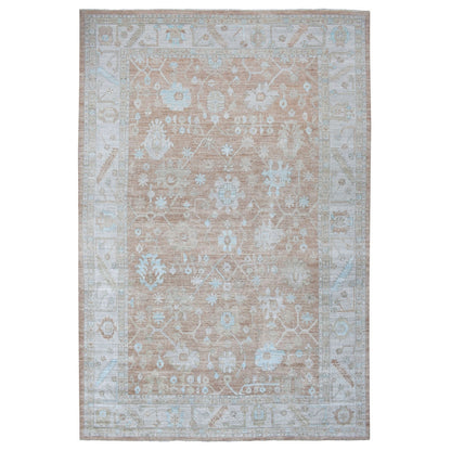 Oushak And Peshawar Wool Hand Knotted Rug Brown Light Gray 12.1X18.0 -O067668