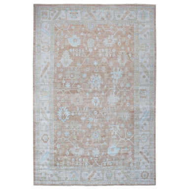 Oushak And Peshawar Wool Hand Knotted Rug Brown Light Gray 12.1X18.0 -O067668