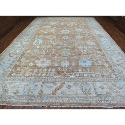 Oushak And Peshawar Wool Hand Knotted Rug Brown Light Gray 12.1X18.0 -O067668