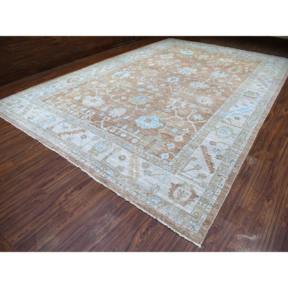 Oushak And Peshawar Wool Hand Knotted Rug Brown Light Gray 12.1X18.0 -O067668