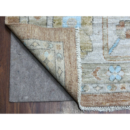 Oushak And Peshawar Wool Hand Knotted Rug Brown Light Gray 12.1X18.0 -O067668