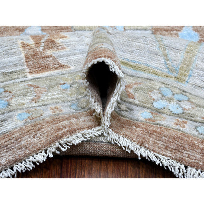 Oushak And Peshawar Wool Hand Knotted Rug Brown Light Gray 12.1X18.0 -O067668