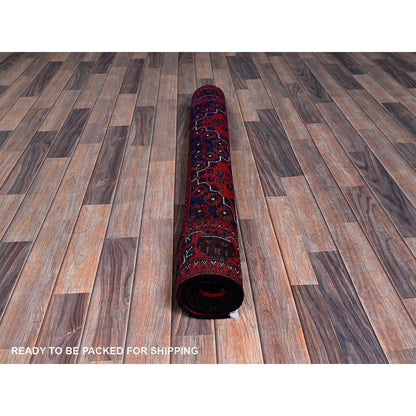 Tribal & Geometric Wool Hand Knotted Rug Red 3.10x5.7 -O0676