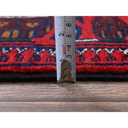 Tribal & Geometric Wool Hand Knotted Rug Red 3.10x5.7 -O0676