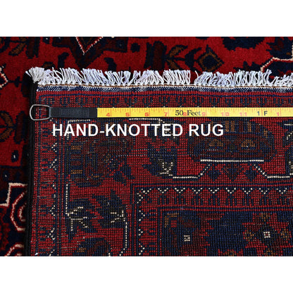 Tribal & Geometric Wool Hand Knotted Rug Red 3.10x5.7 -O0676