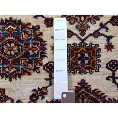 Kazak Wool Hand Knotted Rug Ivory Red 3.10X5.0 -O067723