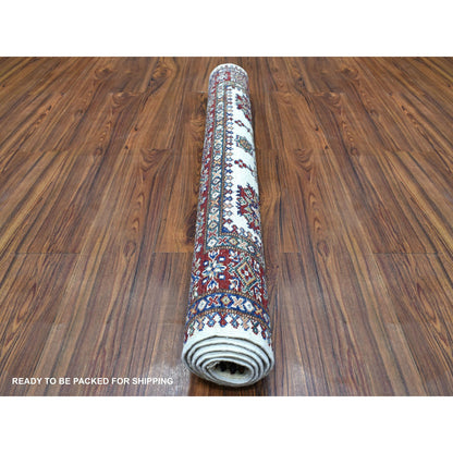 Kazak Wool Hand Knotted Rug Ivory Red 3.10X5.0 -O067723