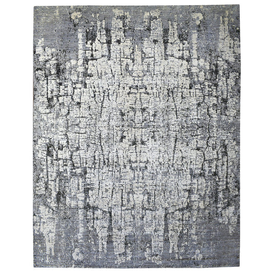 Modern and Contemporary Wool Hand Knotted Rug Ivory No Border 12.0X15.0 -O067782