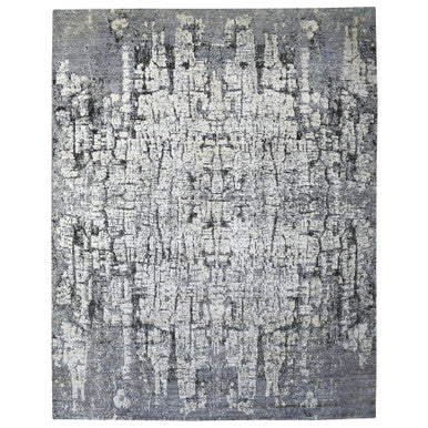 Modern and Contemporary Wool Hand Knotted Rug Ivory No Border 12.0X15.0 -O067782