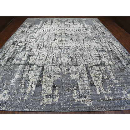 Modern and Contemporary Wool Hand Knotted Rug Ivory No Border 12.0X15.0 -O067782