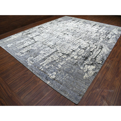 Modern and Contemporary Wool Hand Knotted Rug Ivory No Border 12.0X15.0 -O067782