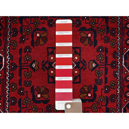 Tribal & Geometric Wool Hand Knotted Rug Red 2.2x5.4 -O0677