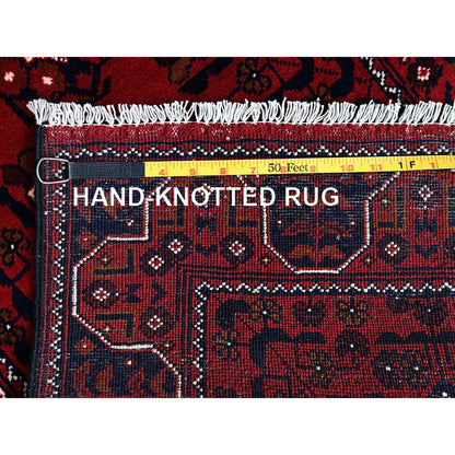 Tribal & Geometric Wool Hand Knotted Rug Red 2.2x5.4 -O0677