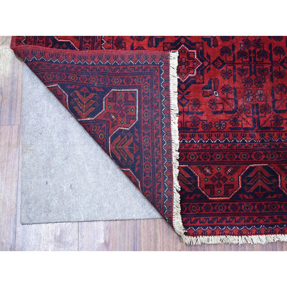 Tribal & Geometric Wool Hand Knotted Rug Red Navy Blue 4.1X5.9 -O067811