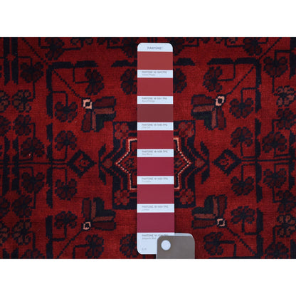 Tribal & Geometric Wool Hand Knotted Rug Red Navy Blue 4.1X5.9 -O067811