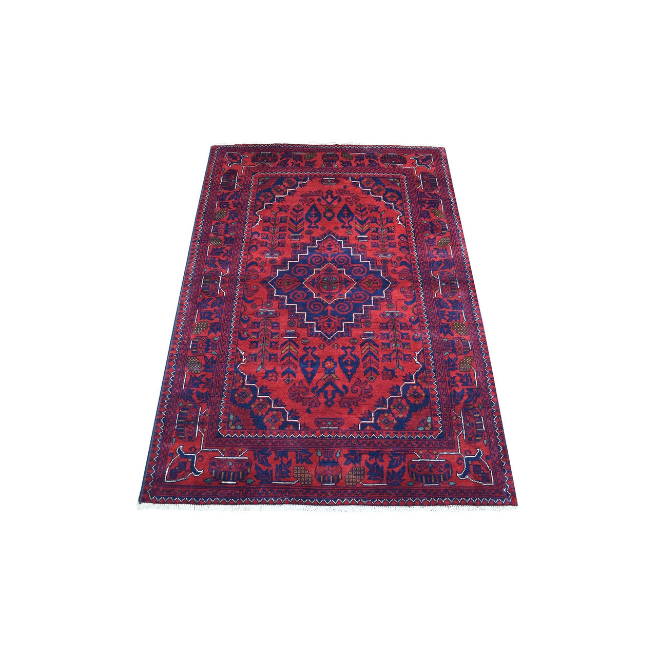 Tribal & Geometric Wool Hand Knotted Rug Red Red 3.3X4.8 -O067816