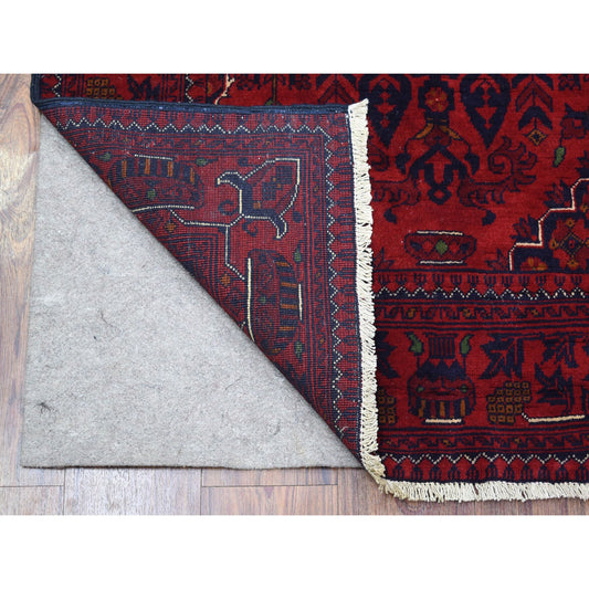 Tribal & Geometric Wool Hand Knotted Rug Red Red 3.3X4.10 -O067817