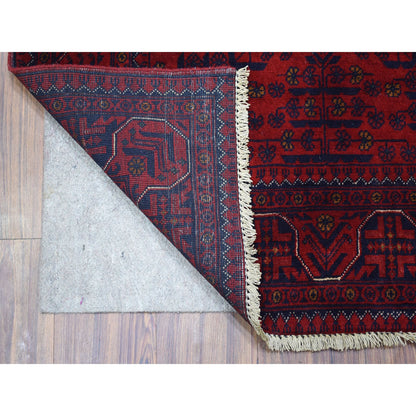 Tribal & Geometric Wool Hand Knotted Rug Red Navy Blue 3.3X4.10 -O067866