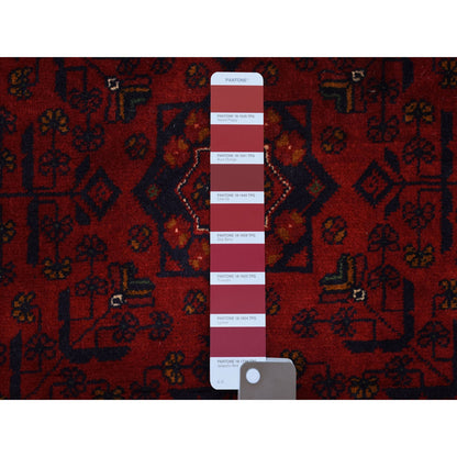 Tribal & Geometric Wool Hand Knotted Rug Red Navy Blue 3.3X4.10 -O067866