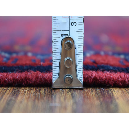 Tribal & Geometric Wool Hand Knotted Rug Red Navy Blue 3.3X4.10 -O067866