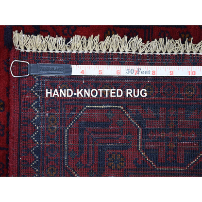 Tribal & Geometric Wool Hand Knotted Rug Red Navy Blue 3.3X4.10 -O067866