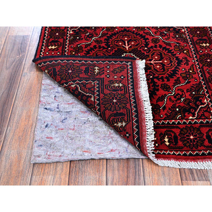 Tribal & Geometric Wool Hand Knotted Rug Red 2.3x5.2 -O0678