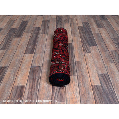 Tribal & Geometric Wool Hand Knotted Rug Red 2.3x5.2 -O0678