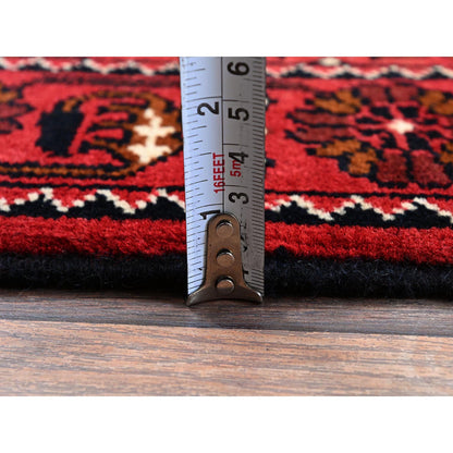 Tribal & Geometric Wool Hand Knotted Rug Red 2.3x5.2 -O0678