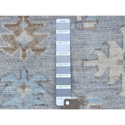 Tribal & Geometric Wool Hand Knotted Rug Grey 3.10x12.1 -O067916