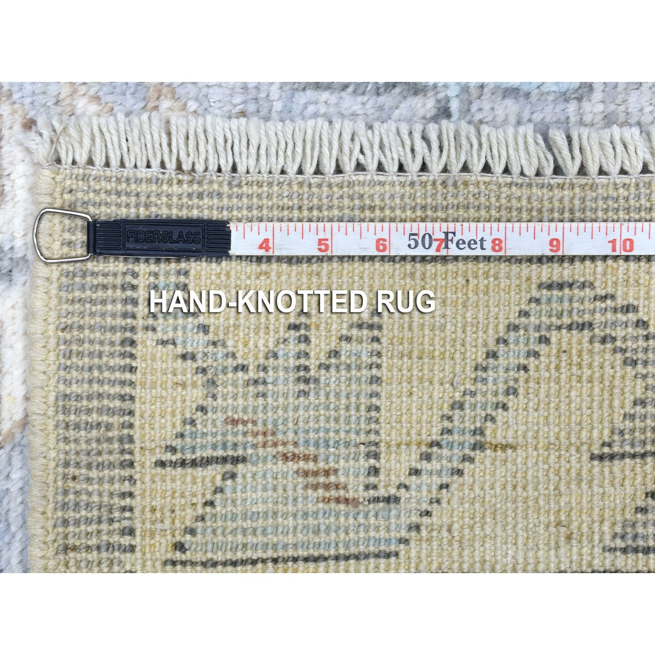 Gray 3'10" x 12'1" Tribal & Geometric Hand knotted Wool Rug - Sku: O067916
