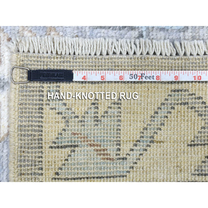 Tribal & Geometric Wool Hand Knotted Rug Grey 3.10x12.1 -O067916