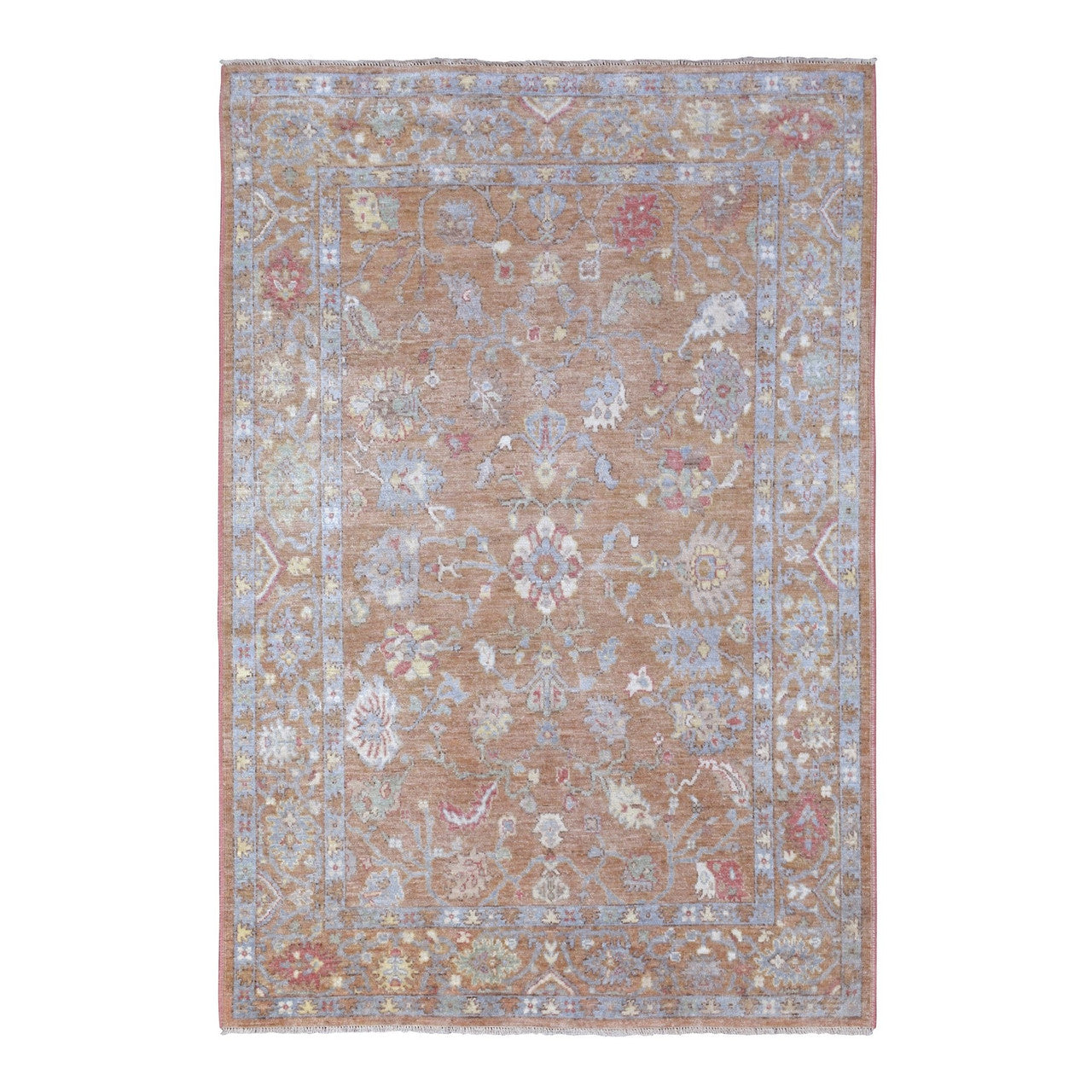 Brown 6'1" x 8'10" Oushak And Peshawar Honey Hand knotted Wool Rug - Sku: O067947
