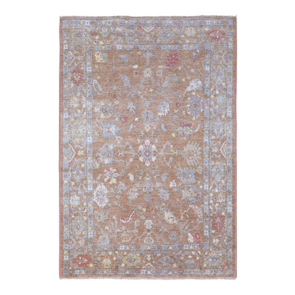 Oushak And Peshawar Wool Hand Knotted Rug Brown Honey Brown 6.1X8.10 -O067947