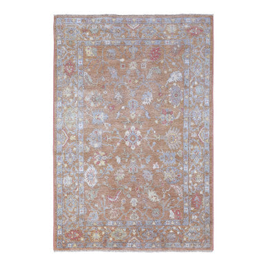 Oushak And Peshawar Wool Hand Knotted Rug Brown Honey Brown 6.1X8.10 -O067947