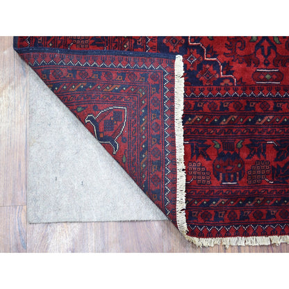 Tribal & Geometric Wool Hand Knotted Rug Red Goji Berry 5.8X7.7 -O067952