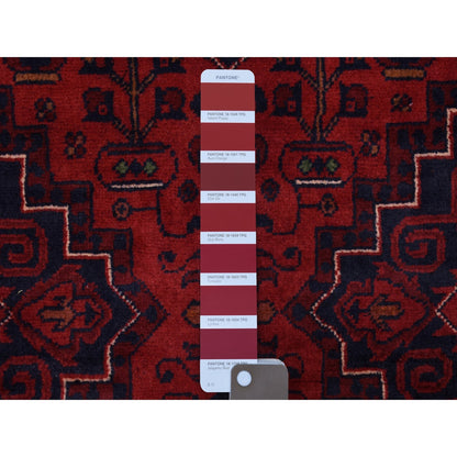 Tribal & Geometric Wool Hand Knotted Rug Red Goji Berry 5.8X7.7 -O067952