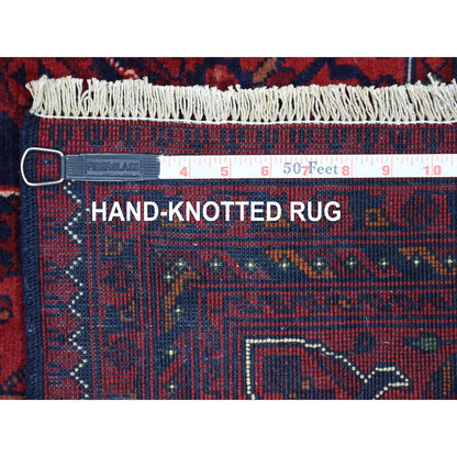 Tribal & Geometric Wool Hand Knotted Rug Red Goji Berry 5.8X7.7 -O067952