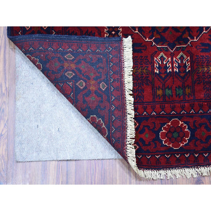 Tribal & Geometric Wool Hand Knotted Rug Red Goji Berry 3.2X4.9 -O067955
