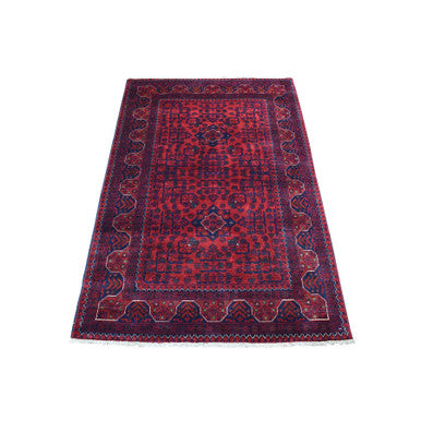 Tribal & Geometric Wool Hand Knotted Rug Red Goji Berry 3.3X5.0 -O067956