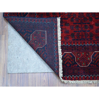 Tribal & Geometric Wool Hand Knotted Rug Red Goji Berry 3.3X5.0 -O067956