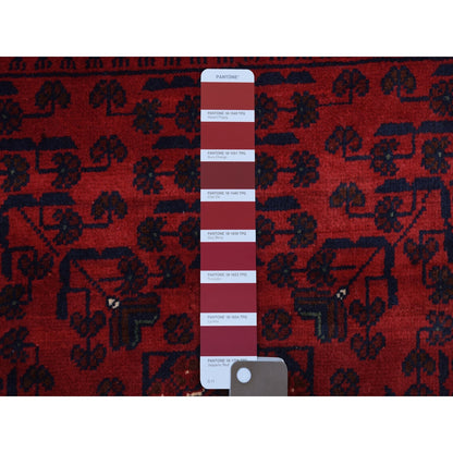 Tribal & Geometric Wool Hand Knotted Rug Red Goji Berry 3.3X5.0 -O067956