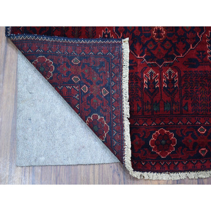 Tribal & Geometric Wool Hand Knotted Rug Red Navy Blue 3.3X4.10 -O067957