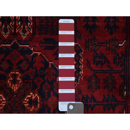 Tribal & Geometric Wool Hand Knotted Rug Red Navy Blue 3.3X4.10 -O067957